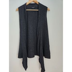 Eileen Fisher Petite Open Front Knit Vest Charcoal Gray | Size PS